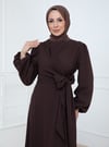 Yandan Bağlamalı Krep Elbise Kahverengi