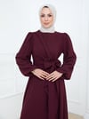 Yandan Bağlamalı Krep Elbise Mürdüm