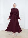 Yandan Bağlamalı Krep Elbise Mürdüm