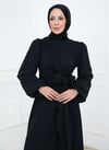 Yandan Bağlamalı Krep Elbise Siyah