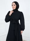 Yandan Bağlamalı Krep Elbise Siyah