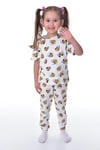 %100 pamuk interlok kumaş kısa kollu minnie mause desenli yazlık kız çocuk pijama takımı