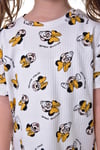 %100 pamuk interlok kumaş kısa kollu minnie mause desenli yazlık kız çocuk pijama takımı