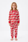 %100 pamuk uzun kollu mevsimlik kiraz ve çiçek desenli kız çocuk pijama takımı