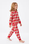 %100 pamuk uzun kollu mevsimlik kiraz ve çiçek desenli kız çocuk pijama takımı