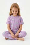 Bunnyhopp Kız Çocuk Pijama Takımı %100 Pamuk Unicorn Desenli Yazlık Kısa Kollu