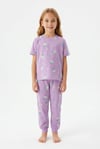 Bunnyhopp Kız Çocuk Pijama Takımı %100 Pamuk Unicorn Desenli Yazlık Kısa Kollu