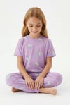 Bunnyhopp Kız Çocuk Pijama Takımı %100 Pamuk Unicorn Desenli Yazlık Kısa Kollu