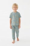 Erkek Çocuk Pijama Takımı Dinozor Desenli %100 Pamuk Kısa Kollu Yazlık Süprem Penye 