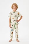 Yazlık Kısa Kollu Erkek Çocuk Pijama Takımı Oyun Desenli %100 Pamuk