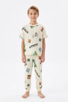 Yazlık Kısa Kollu Erkek Çocuk Pijama Takımı Oyun Desenli %100 Pamuk