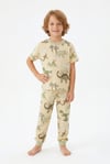 Yazlık Kısa Kollu Erkek Çocuk Pijama Takımı Safari Desenli %100 Pamuk
