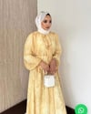 Bağlama Yakalı Şifon Elbise - Sarı