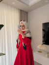 BELDEN OTURTMALI KUŞAKLI POPLİN ELBİSE KIRMIZI