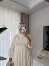 Beli Korse Detaylı Elbise Ekru 