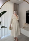 Beli Korse Detaylı Elbise Ekru 