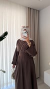 Beli Korse Detaylı Elbise Kahverengi 