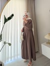 Beli Korse Detaylı Elbise Kahverengi 