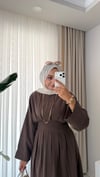 Beli Korse Detaylı Elbise Kahverengi 