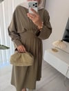 Beli Korse Detaylı Elbise Yeşil