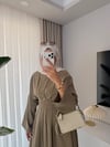 Beli Korse Detaylı Elbise Yeşil