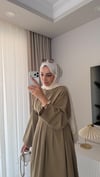Beli Korse Detaylı Elbise Yeşil