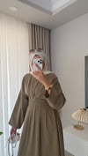 Beli Korse Detaylı Elbise Yeşil