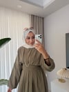 Beli Korse Detaylı Elbise Yeşil