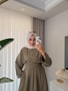 Beli Korse Detaylı Elbise Yeşil