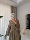 Beli Korse Detaylı Elbise Yeşil