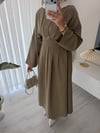 Beli Korse Detaylı Elbise Yeşil