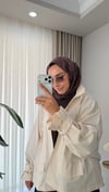 Nora Bağlama Kollu Gabardin Ceket Ekru