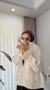 Nora Bağlama Kollu Gabardin Ceket Ekru