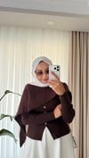 Şal  Detaylı Hırka Kahverengi 