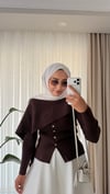 Şal  Detaylı Hırka Kahverengi 