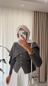 Şal Detaylı Hırka Siyah