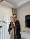Tensel Fularlı Bluz - Kahverengi 