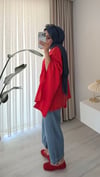 Tensel fularlı Bluz Kırmızı
