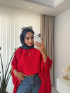 Tensel fularlı Bluz Kırmızı