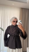 Yuvarlak yaka Tensel Tunik Kahverengi 