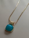 Mavi Uçlu 14K Gold Kolye (40+5cm)