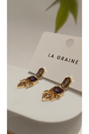 Taşlı Sallantılı Gold Küpe