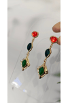 Taşlı Tasarım Küpe Gold