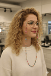 Fimo ve Kum Boncuklu Çok Renkli Optik Güneş Gözlüğü Gözlük İpi 65cm