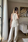 Bağcıklı Asimetrik Bluz Pantolon Takım