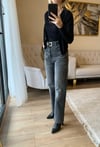 Füme Kesik Paça Kemerli Jean