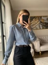 Mavi Çizgili Vatkalı Yandan Ayarlamalı Gömlek