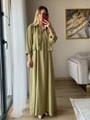 Olive  Gömlekli Elbise Takım