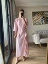 Volanlı Toz Pembe ZR Elbise