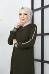 Çizgi Detaylı Haki Ferace